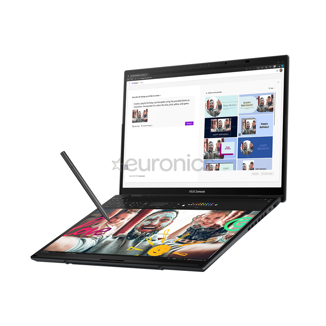 Asus Zenbook Duo OLED, 14'', 3K, OLED, 120 Гц, Ultra 9, 32 ГБ, 2 ТБ, ENG, темно-серый - Ноутбук