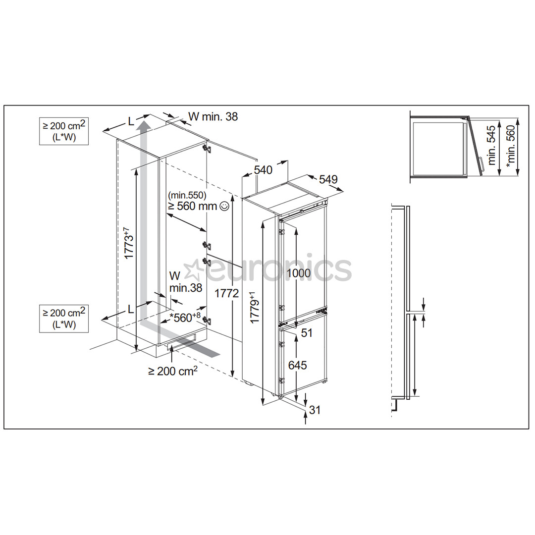 Electrolux 700 Series, No Frost, 256 L, kõrgus 178 cm - Integreeritav külmik