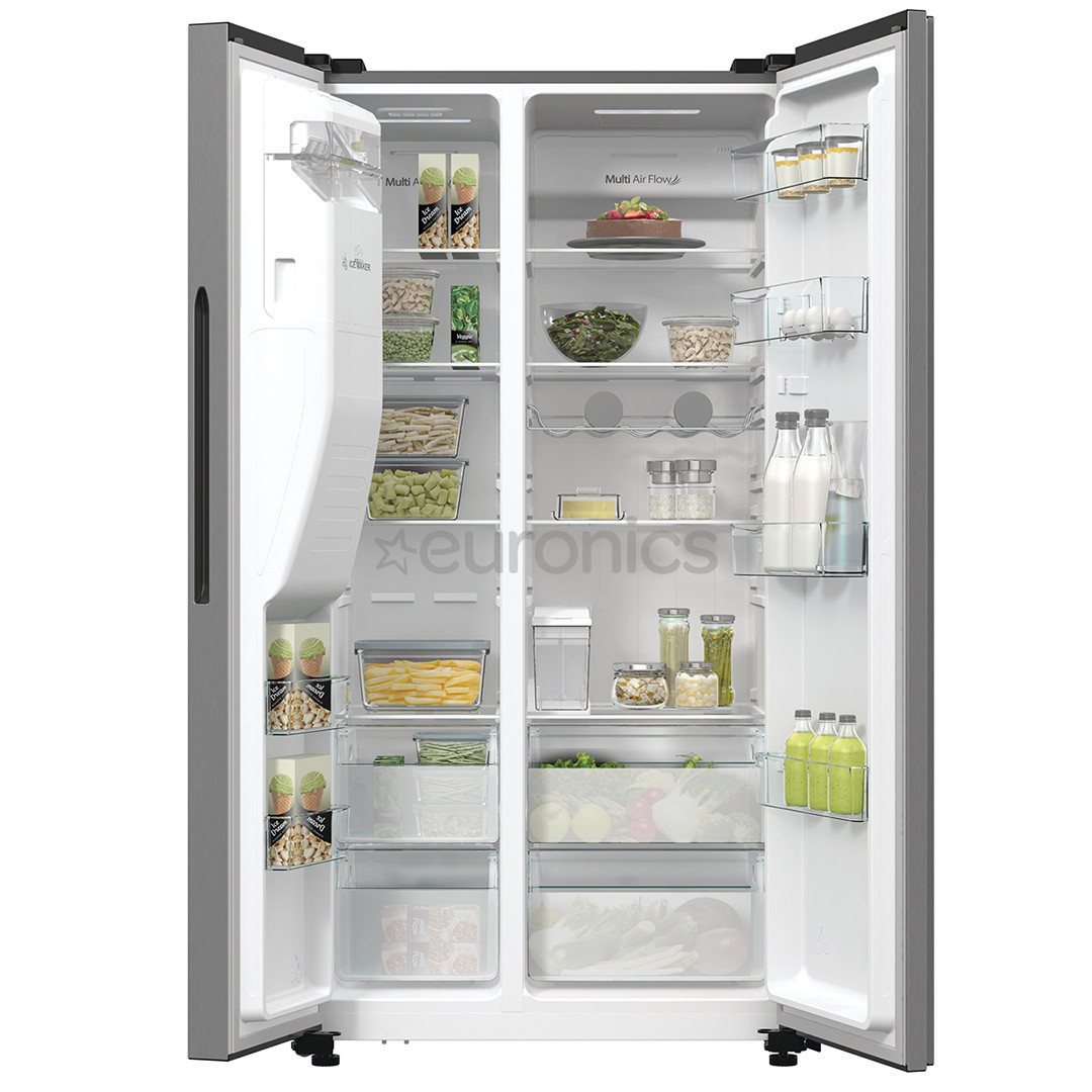 Hisense, NoFrost, 566 L, kõrgus 179 cm, hall - SBS-Külmik