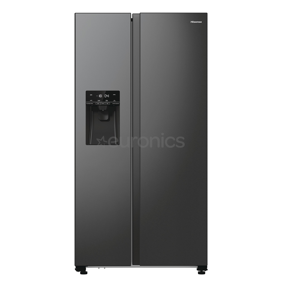 Hisense, NoFrost, 566 L, height 179 cm, black steel - SBS Refrigerator