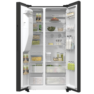 Hisense, NoFrost, 566 L, height 179 cm, black steel - SBS Refrigerator