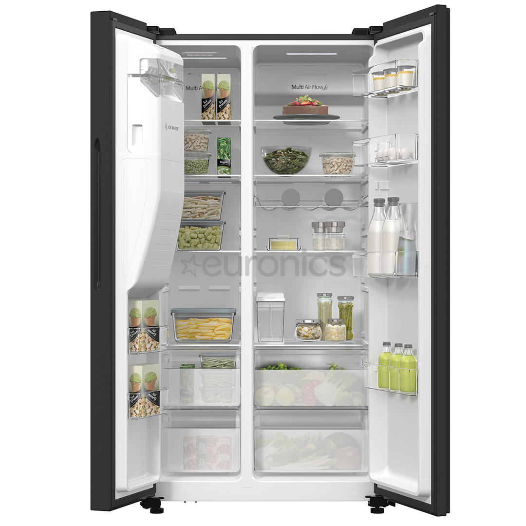 Hisense, NoFrost, 566 L, height 179 cm, black steel - SBS Refrigerator
