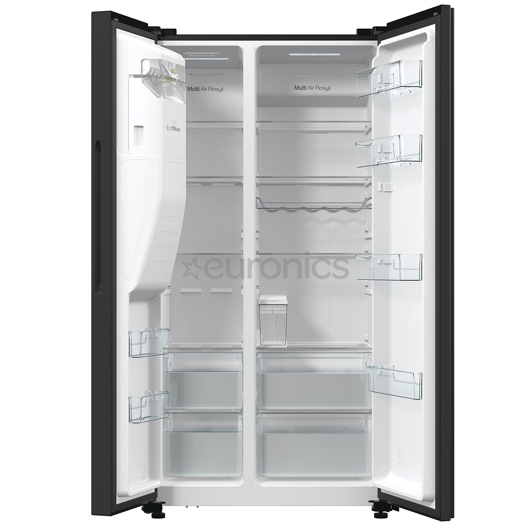 Hisense, NoFrost, 566 L, height 179 cm, black steel - SBS Refrigerator