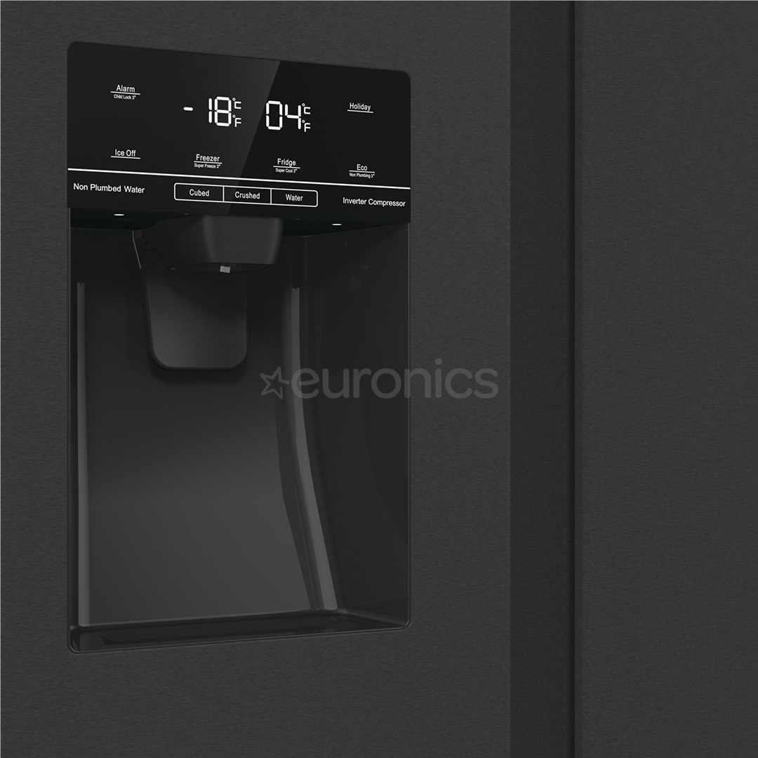 Hisense, NoFrost, 566 L, height 179 cm, black steel - SBS Refrigerator
