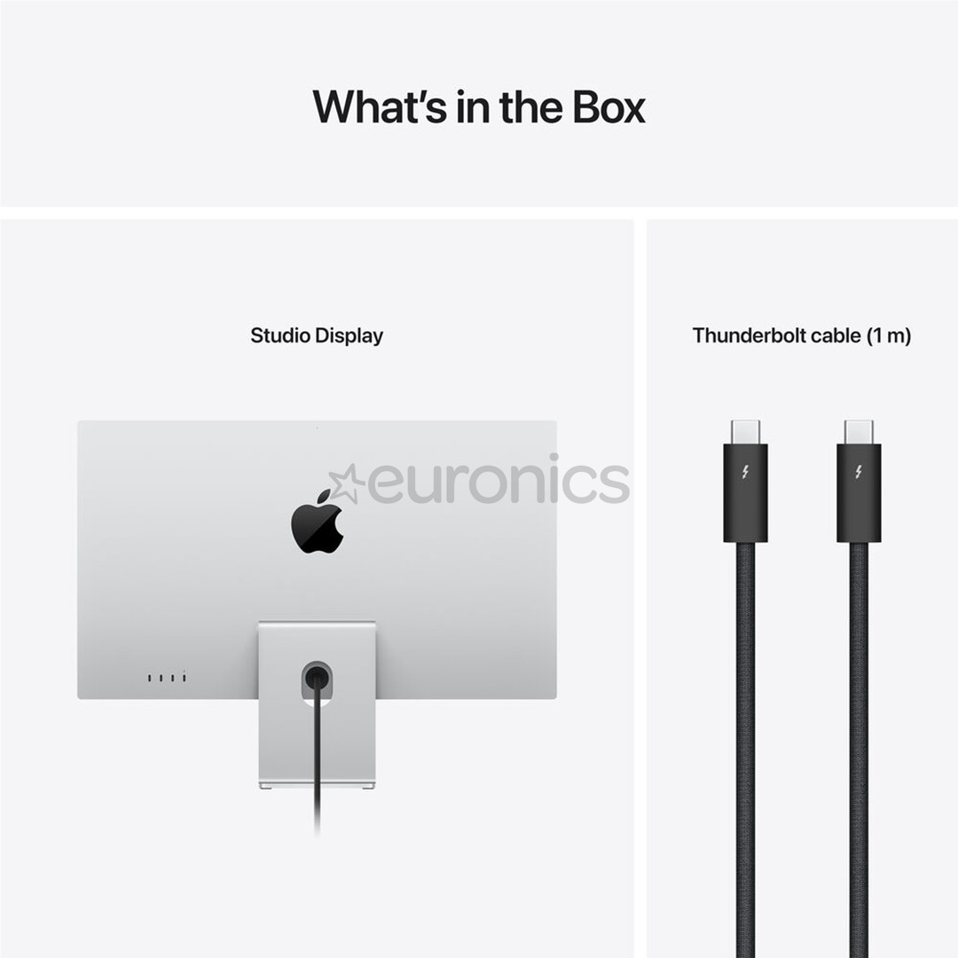 Apple Studio Display,  27", 5K, LED IPS, standard glass, tilt adjustable stand, silver - Monitor