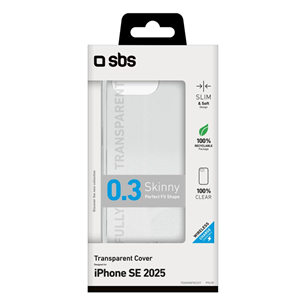 SBS Skinny cover, iPhone 16e, läbipaistev - Nutitelefoni ümbris