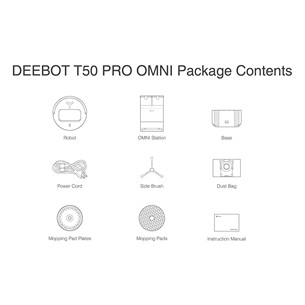 Ecovacs Deebot T50 PRO OMNI, märg- ja kuivpuhastus, valge - Robottolmuimeja
