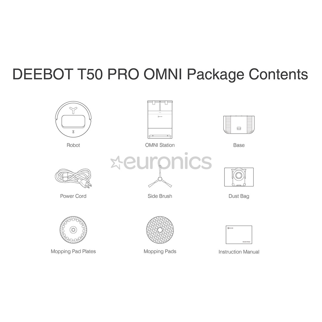 Ecovacs Deebot T50 PRO OMNI, märg- ja kuivpuhastus, valge - Robottolmuimeja