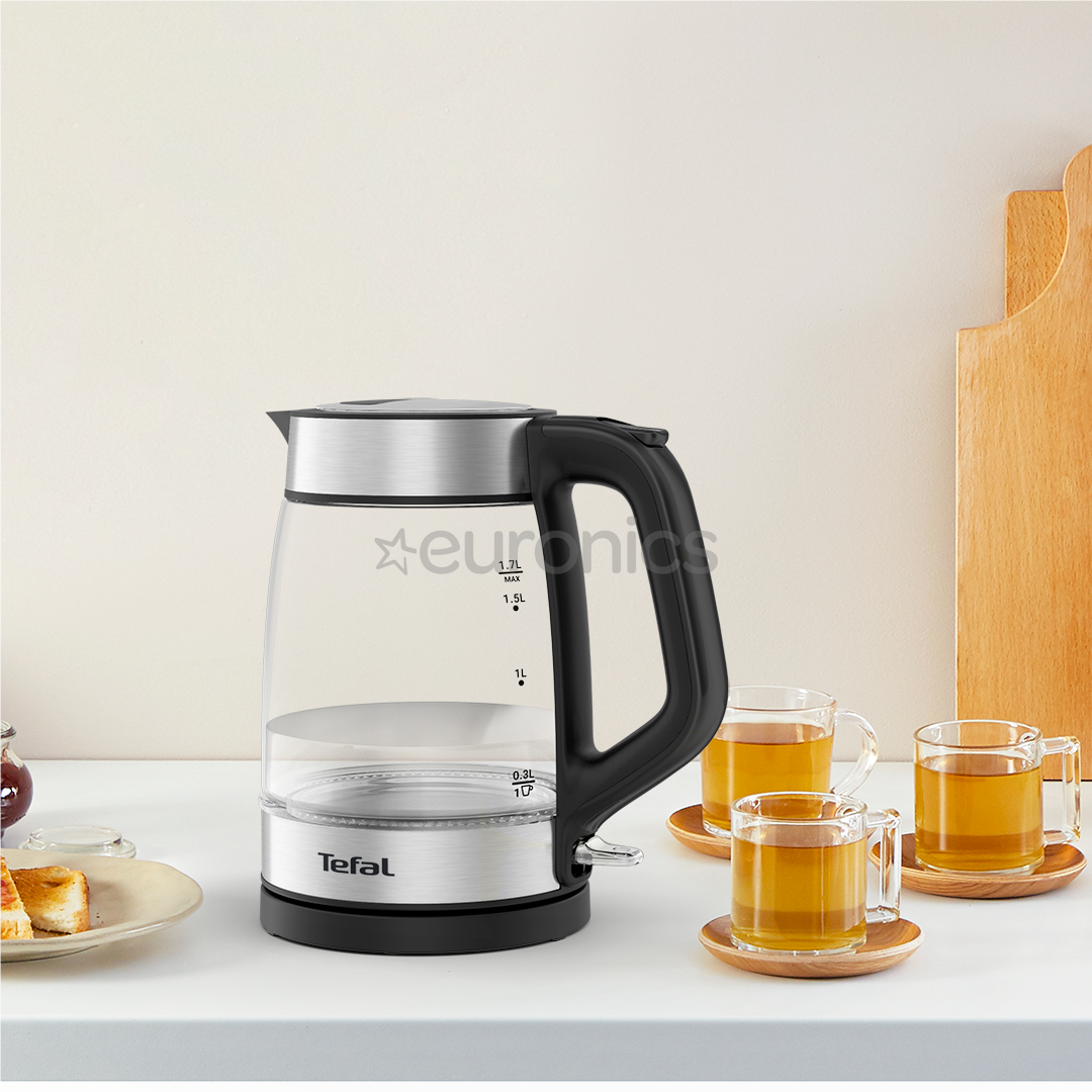 Tefal, 1.7 L, black - Glass kettle