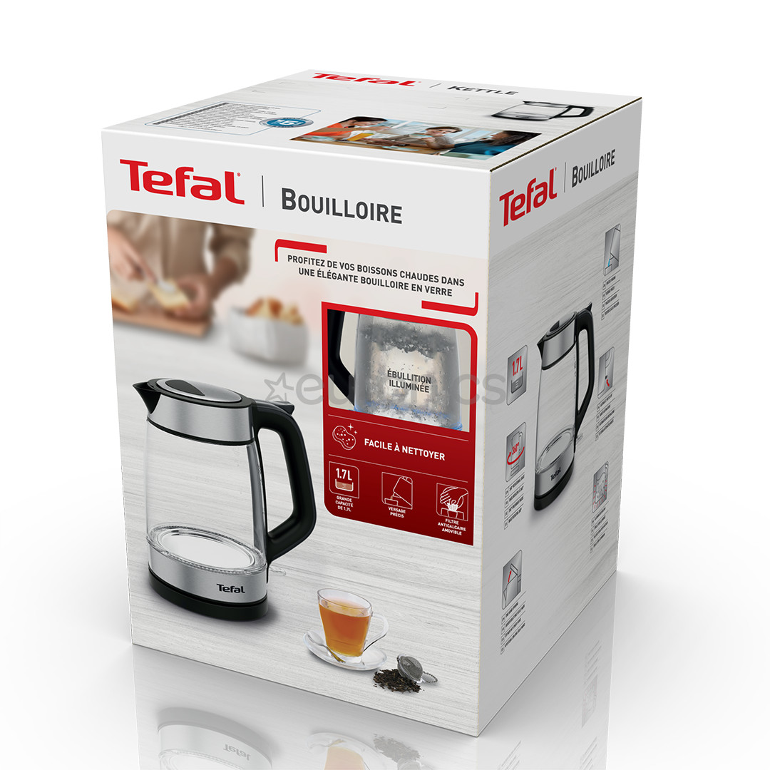 Tefal, 1.7 L, black - Glass kettle