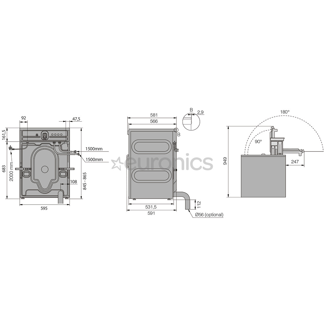Asko, Professional, 7 kg, depth 59,1 cm, 1400 rpm, grey - Front load washing machine