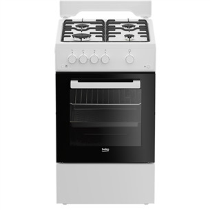 Beko, 60 L, width 50 cm, white - Gas cooker with gas oven FSG52020FW