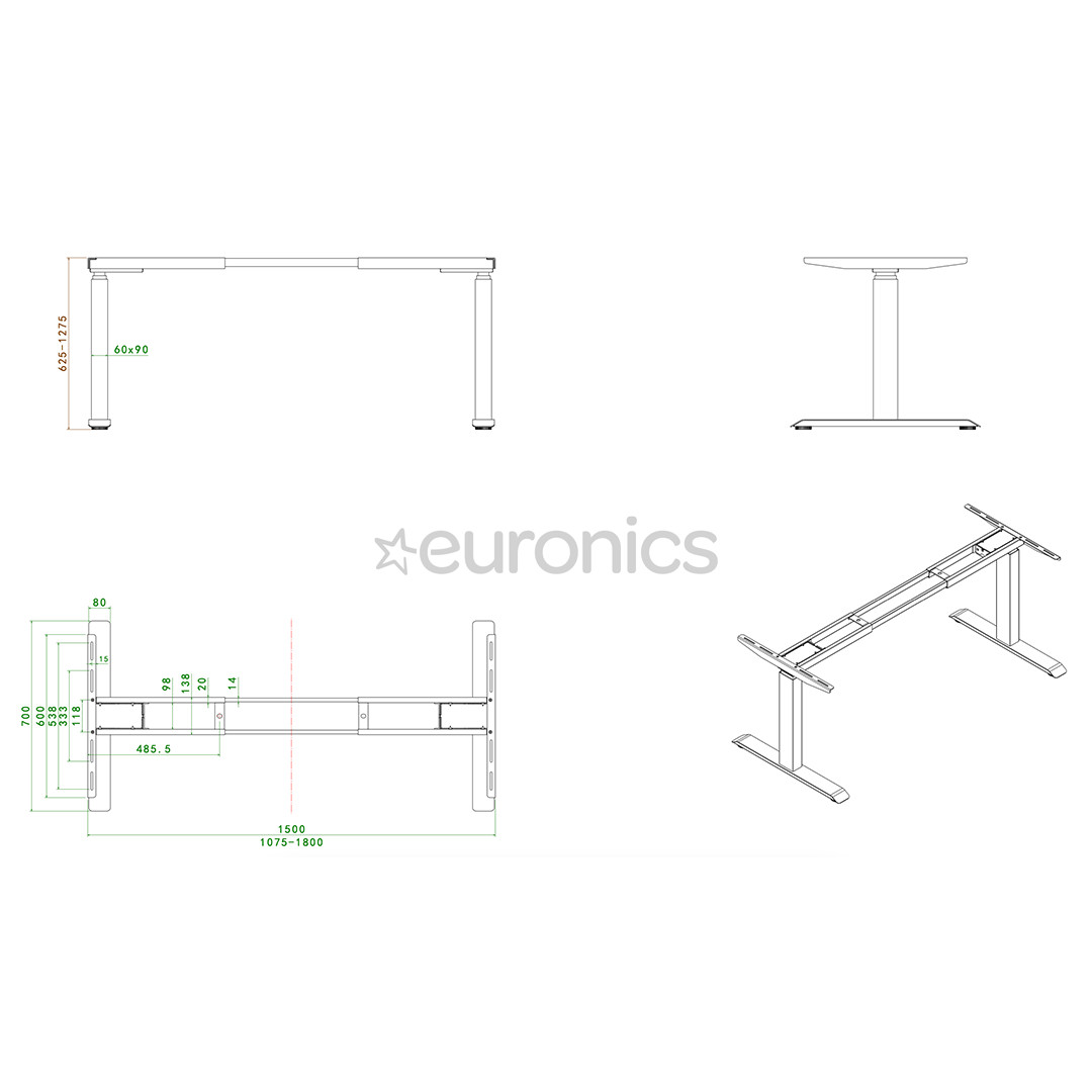 Seisuk Smart, 120 x 75 cm, valge - Elektriliselt reguleeritav laud