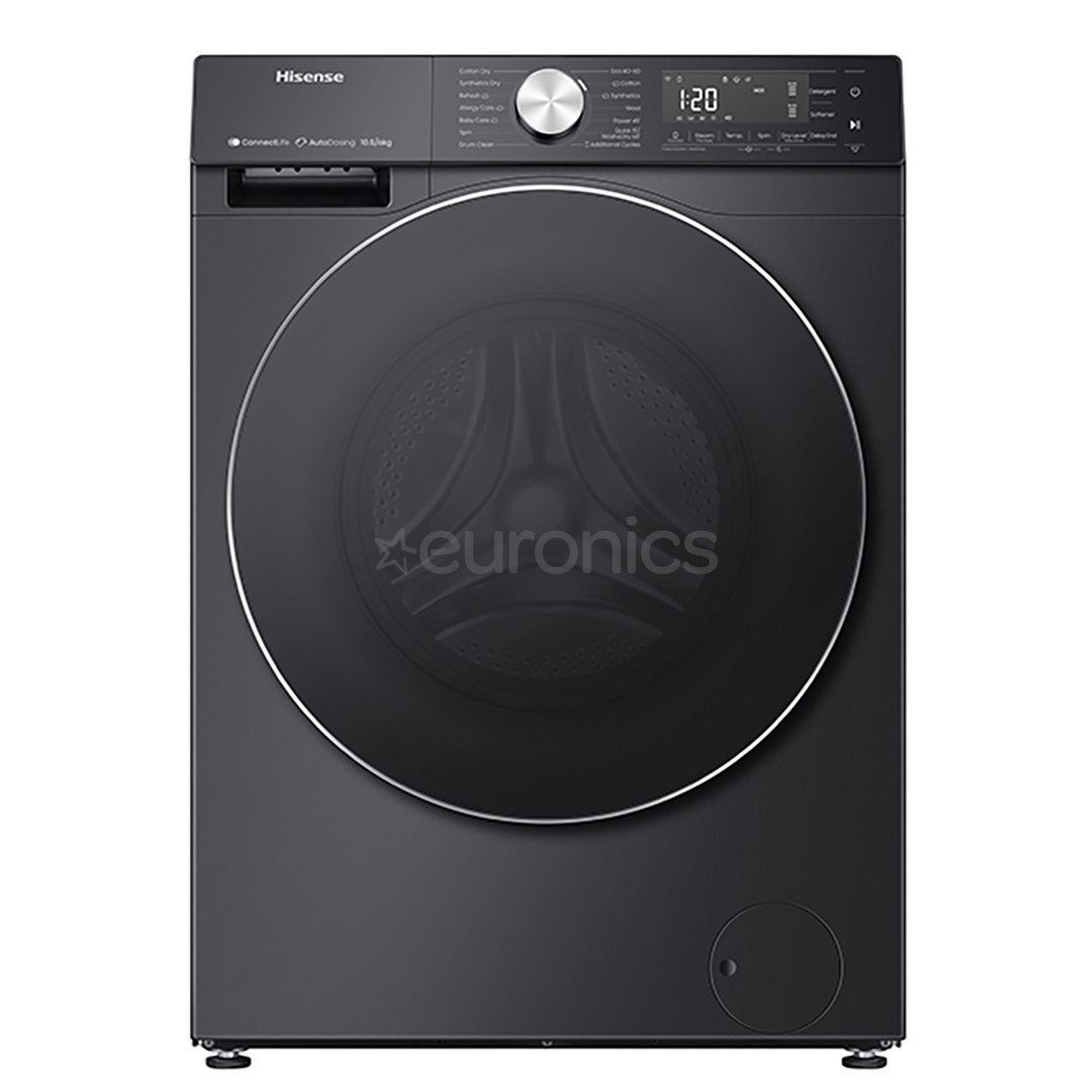 Hisense, 10.5 kg / 6 kg, depth 59 cm, 1400 rpm, black - Washer-dryer combo