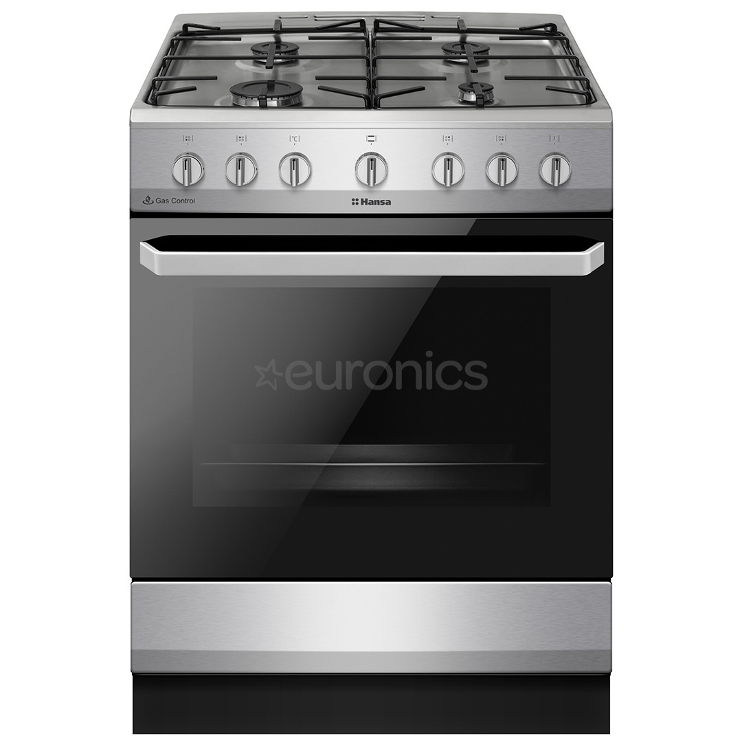 Hansa, 62 L, width 60 cm, inox - Gas cooker with electric oven