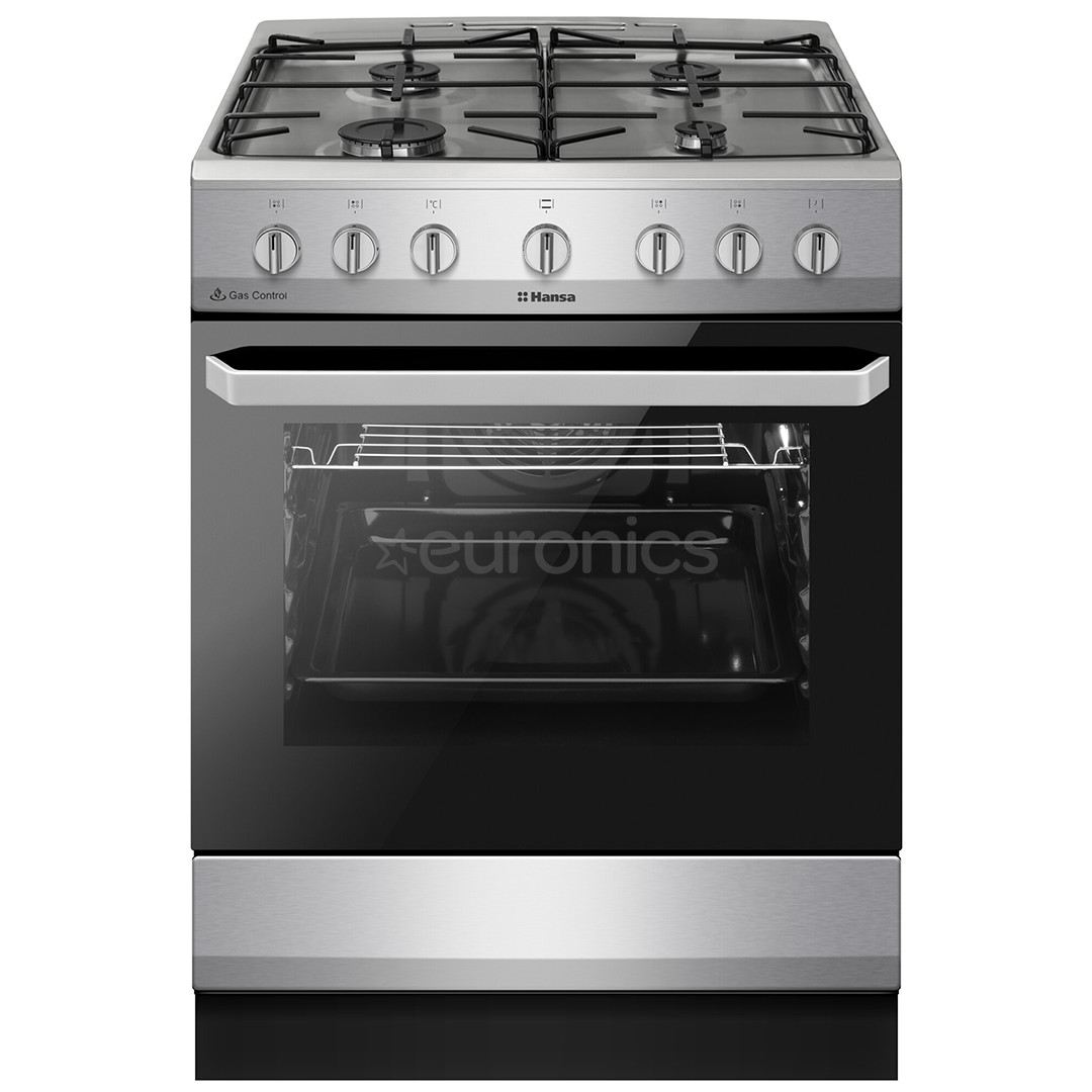 Hansa, 62 L, width 60 cm, inox - Gas cooker with electric oven