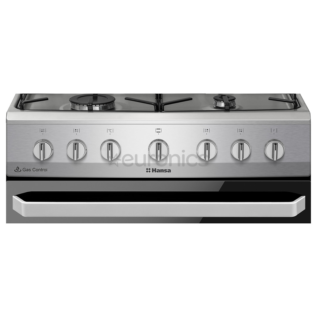 Hansa, 62 L, width 60 cm, inox - Gas cooker with electric oven