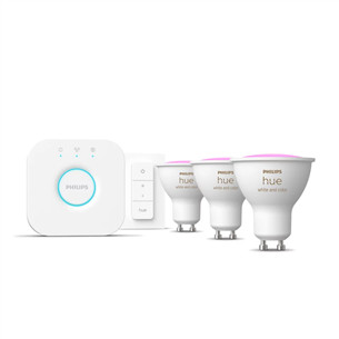 Philips Hue Starter Kit, Smart Spotlights, Dimmer Switch, GU10 3 tk - Nutivalgusti komplekt 929003666510