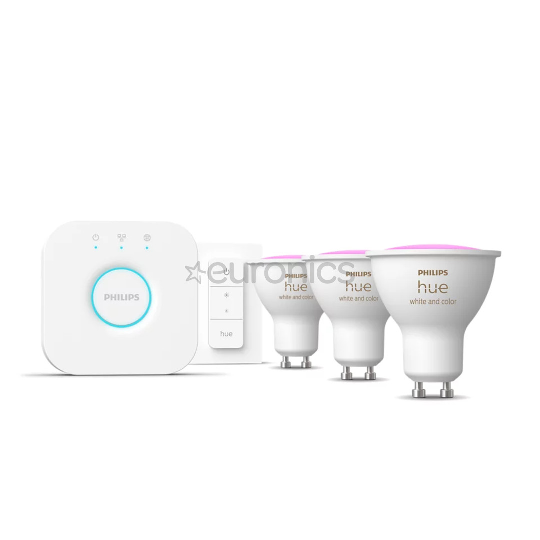 Philips Hue Starter Kit, Smart Spotlights, Dimmer Switch, GU10 3 tk - Nutivalgusti komplekt