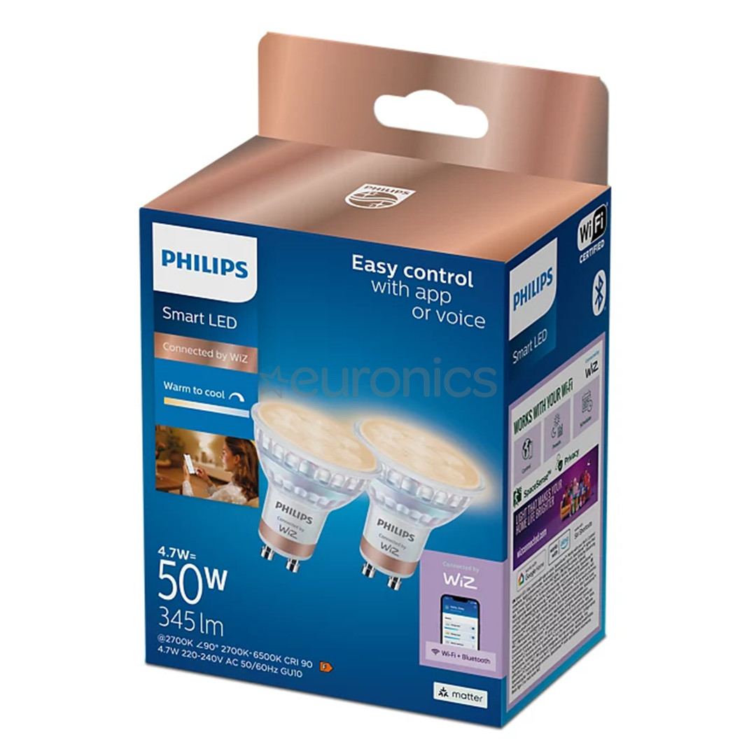 Philips Wiz Smart LED Spot, GU10, 2 pc, white - LED light