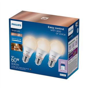 Philips Wiz Smart LED Bulb, E27, 3 tk, valge - LED valgusti