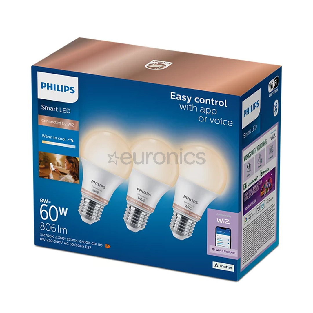 Philips Wiz Smart LED Bulb, E27, 3 tk, valge - LED valgusti