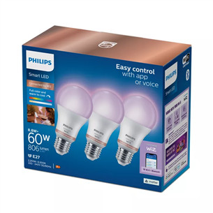 Philips Wiz Full Color Smart LED Bulb, E27, 3 шт., белый - Светодиодная лампа