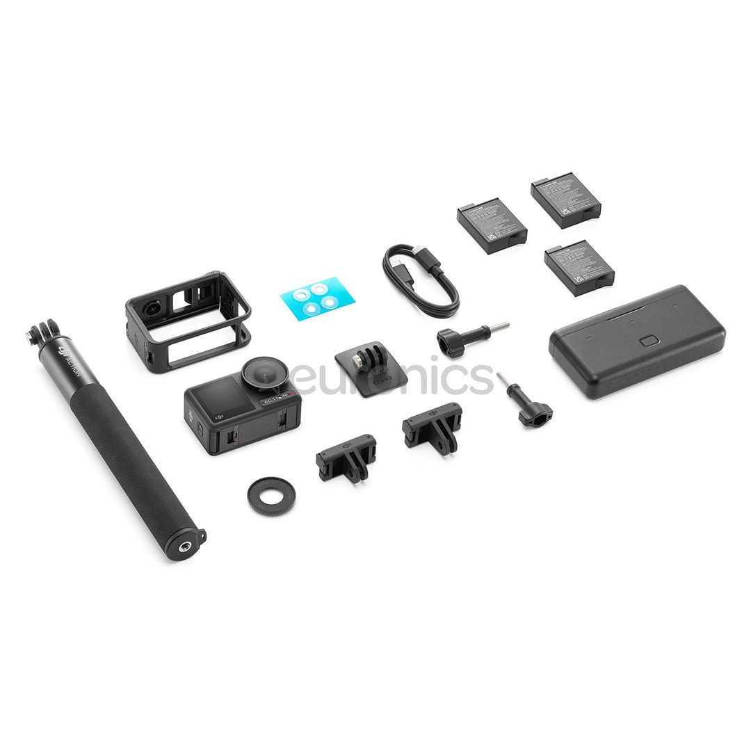 Dji Osmo Action 4 Adventure Combo, must - Seikluskaamera komplekt