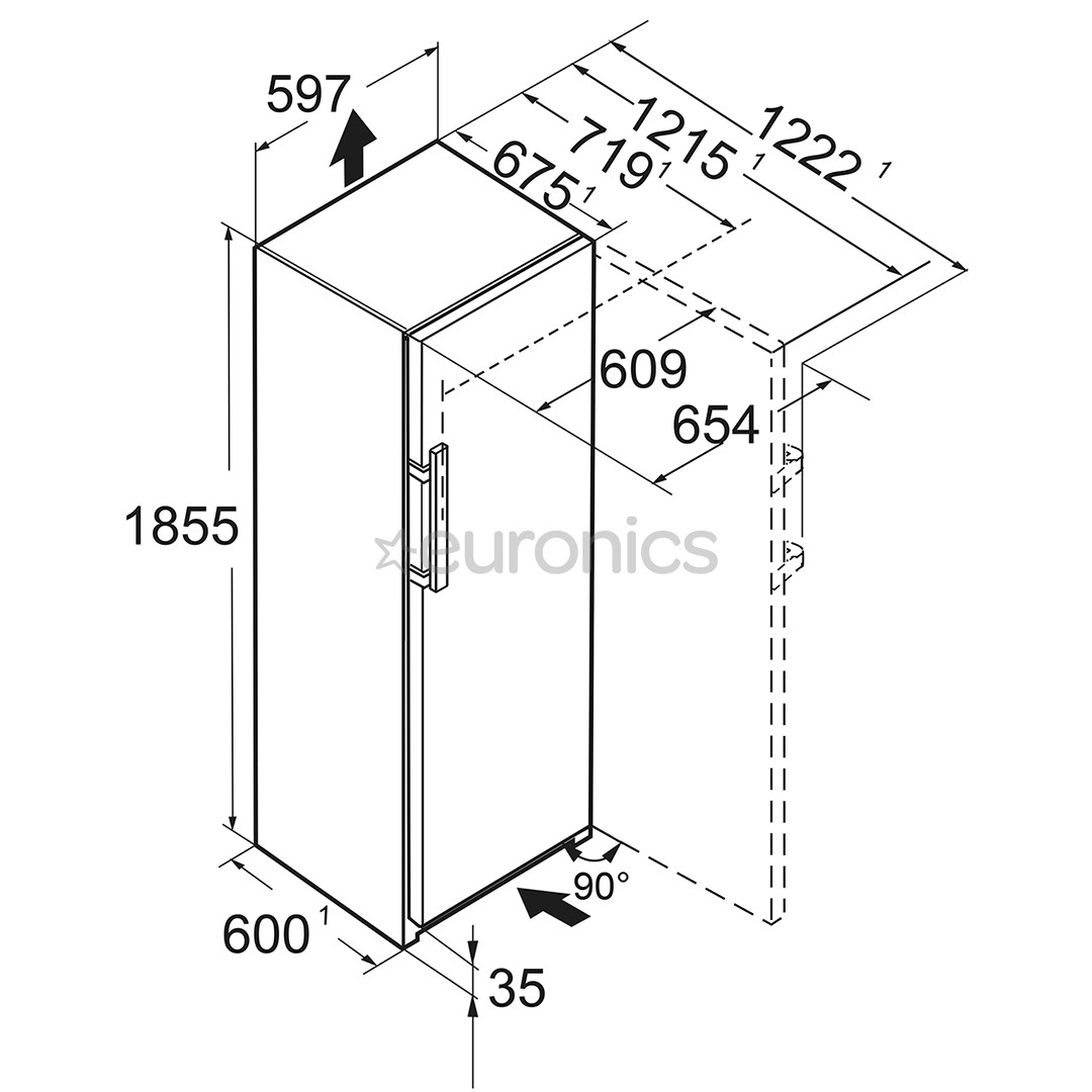 Liebherr, NoFrost, 278 л, высота 186 см, черный - Морозильник
