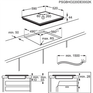 Electrolux 600 Series SaphirMatt SE, Hob2Hood, width 59 cm, frameless, black - Built-in induction hob