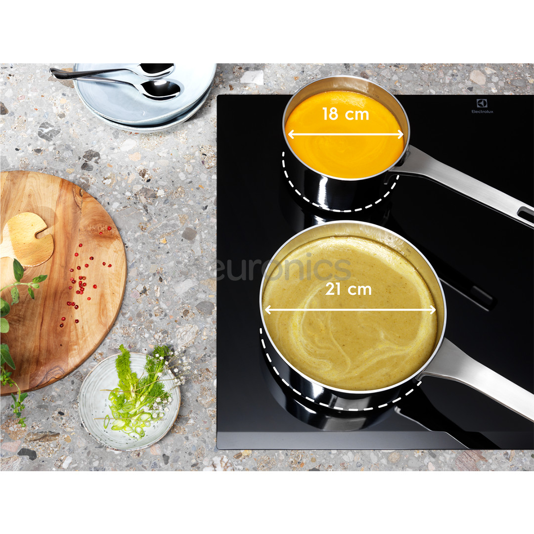 Electrolux 600 Series SaphirMatt SE, Hob2Hood, width 59 cm, frameless, black - Built-in induction hob