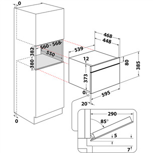 Whirlpool, 31 L, 1000 W, black - Built-in microwave oven with grill