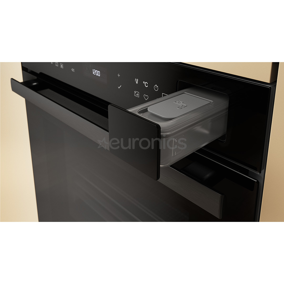 Whirlpool, 73 L, hydrolytic cleaning, black - Built-in oven