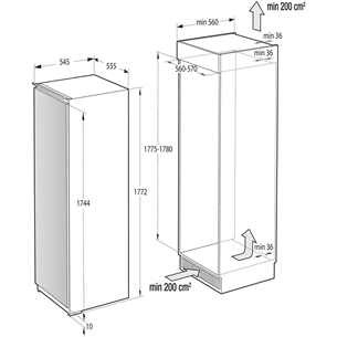 Gorenje, 301 L, kõrgus 178 cm - Integreeritav jahekapp
