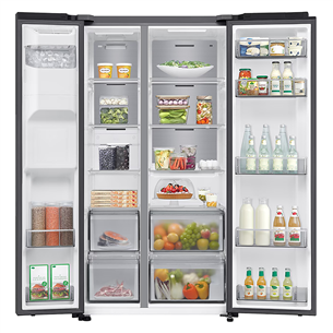 Samsung Bespoke AI, NoFrost, 640 L, height 179 cm, black - SBS-refrigerator