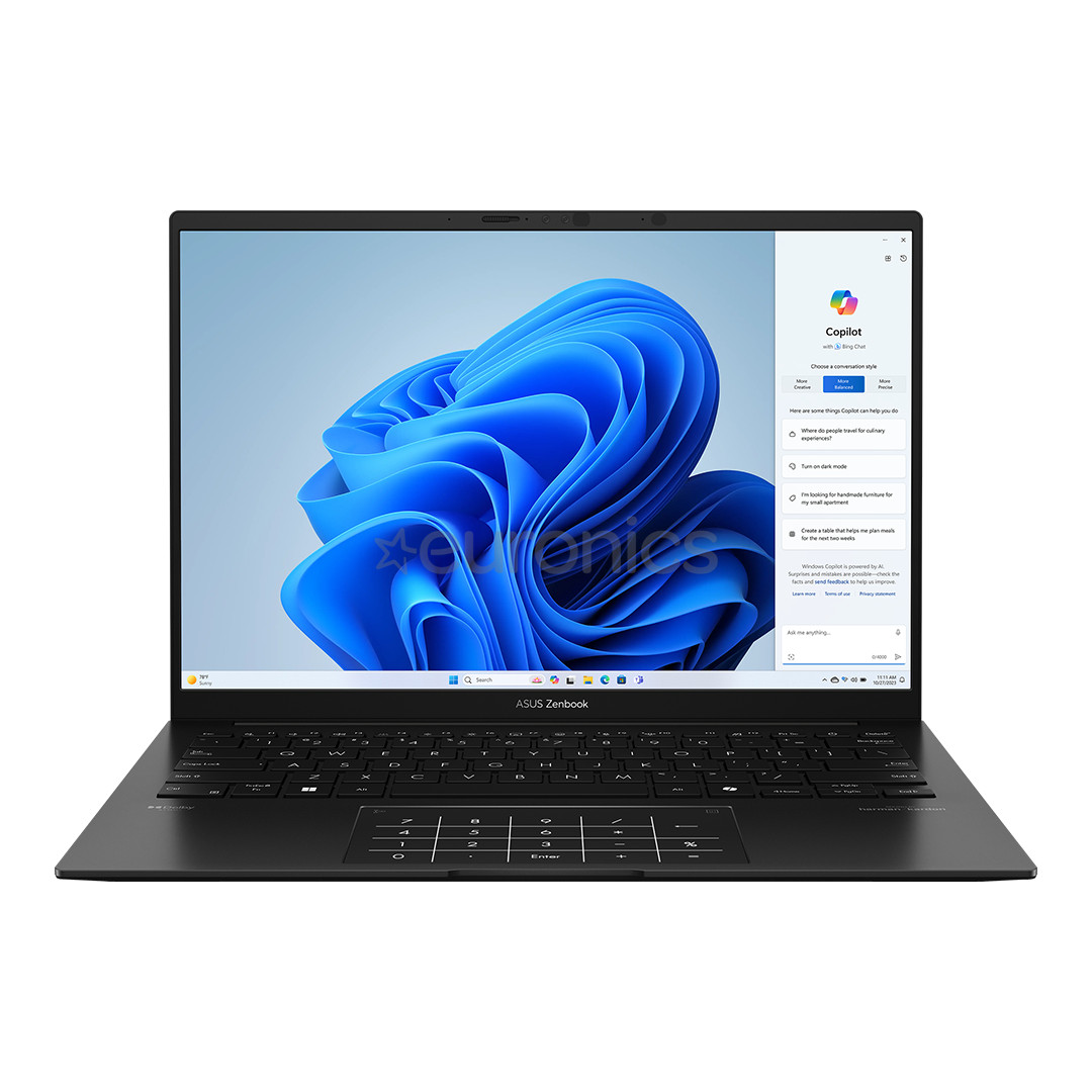 Asus Zenbook 14 OLED, 14'', OLED, Ryzen 7, 16 GB, 1 TB, ENG, jade black - Notebook