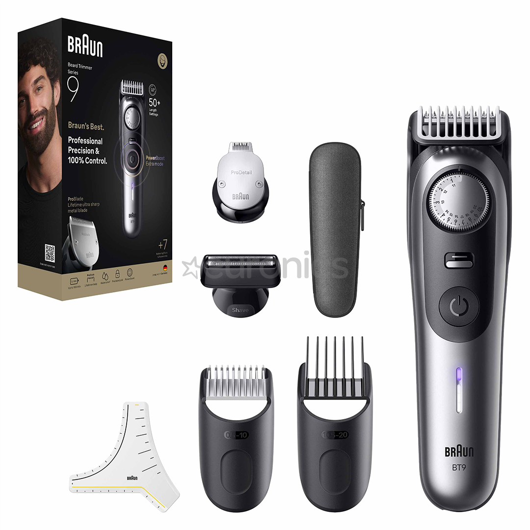 Braun Series 9, grey/black - Beard trimmer