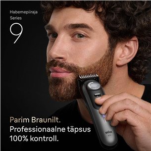Braun Series 9, серый/черный - Триммер для бороды
