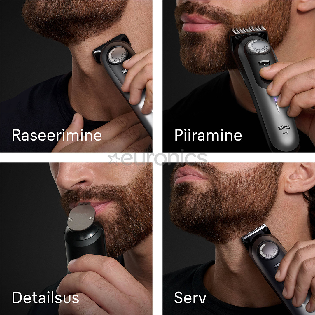 Braun Series 9, серый/черный - Триммер для бороды