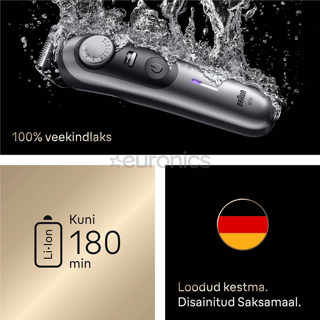 Braun Series 9, серый/черный - Триммер для бороды