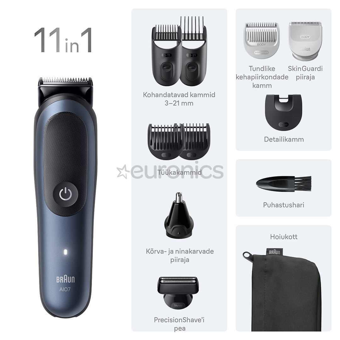 Braun Series 7, 11-in-1, dark blue - Grooming kit