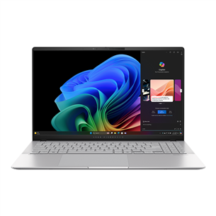 Asus Vivobook S 15 OLED, 15,6'', 120 Гц, OLED, 3K, X Elite, 32 ГБ, 1 ТБ, Copilot+, W11P, серебристый - Ноутбук S5507QA-MA064X