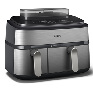 Philips 5000 Series Dual Basket Airfryer, 9 L, 2750 W, silver - Air fryer NA555/00