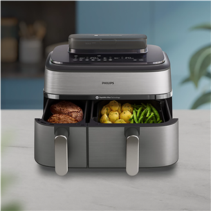 Philips 5000 seeria Dual Basket Airfryer, 9 L, 2750 W, kaks korvi, hõbedane - Kuumaõhufritüür