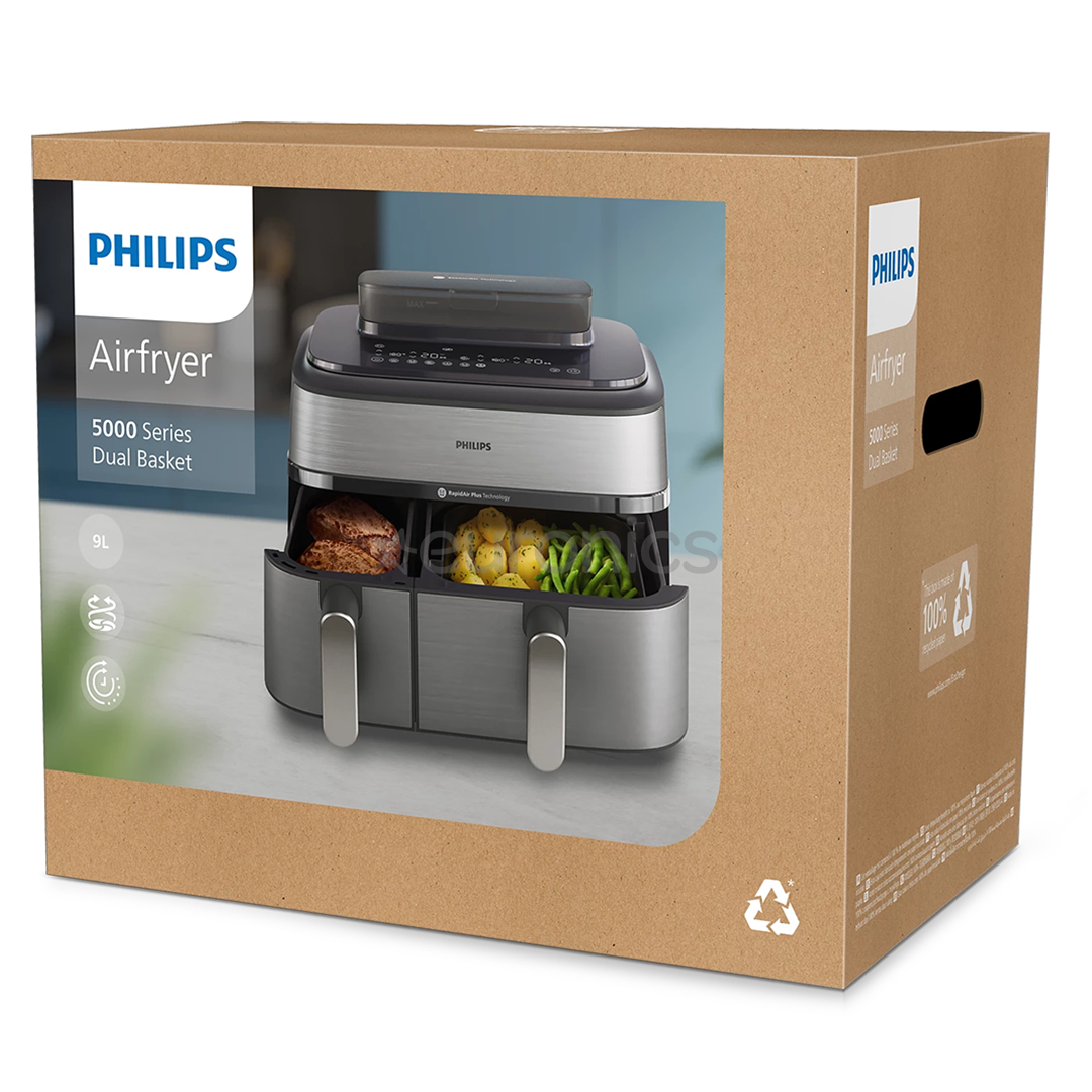 Philips 5000 seeria Dual Basket Airfryer, 9 L, 2750 W, kaks korvi, hõbedane - Kuumaõhufritüür