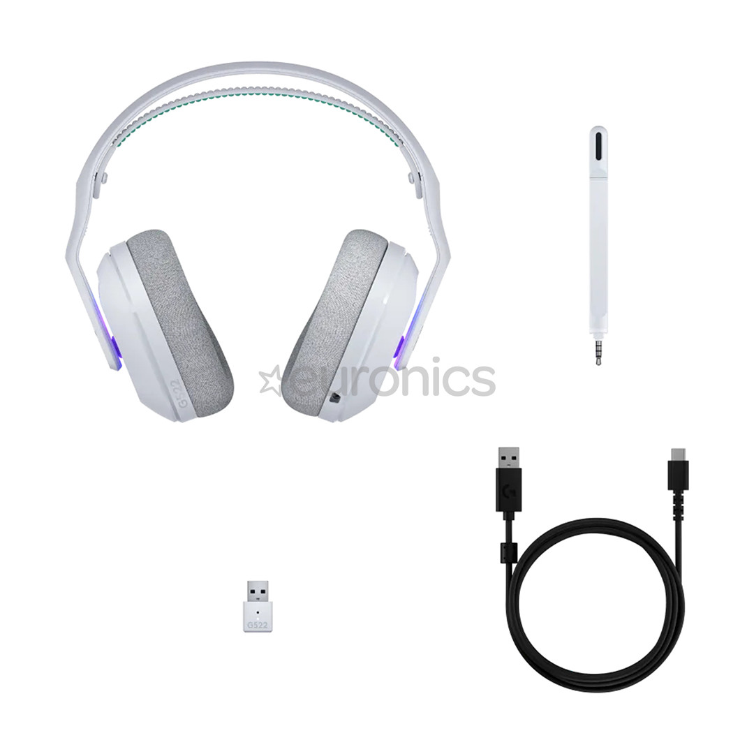 Logitech G522 Lightspeed, valge - Juhtmevaba peakomplekt