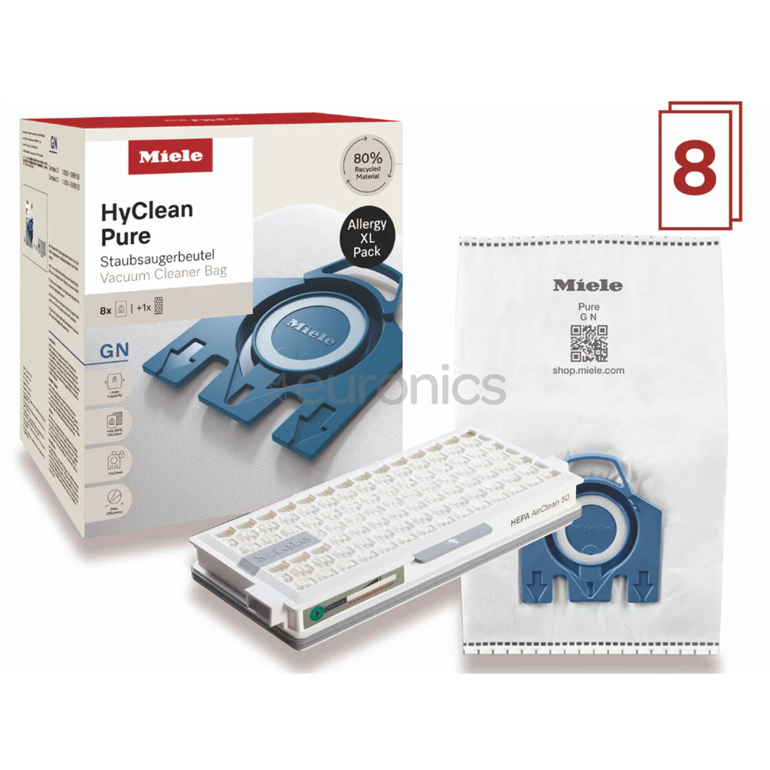 Miele HyClean Pure Allergy XL pack, 8 pcs - Dust bags + HEPA AirClean filter