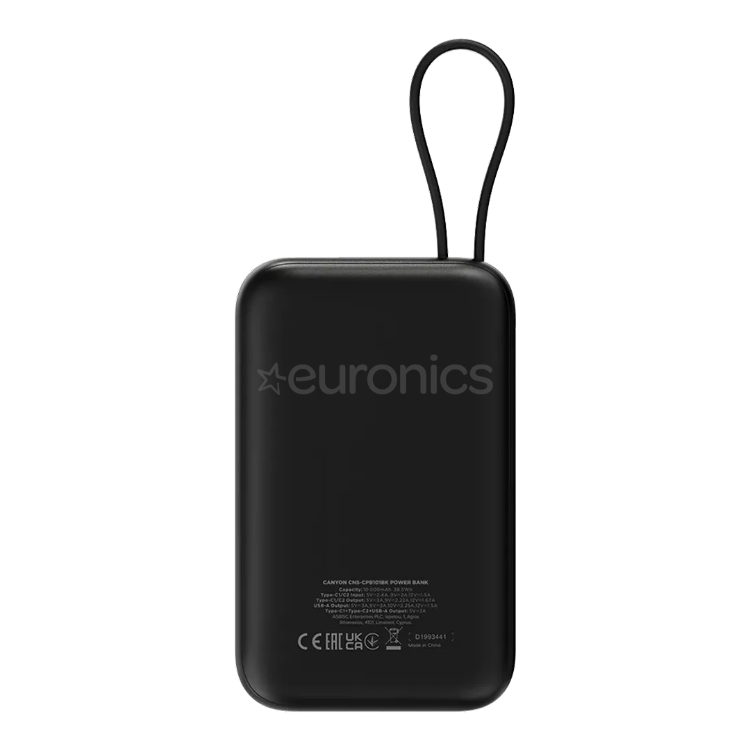 Canyon OnPower 101, 10 000 mAh, black - Power bank