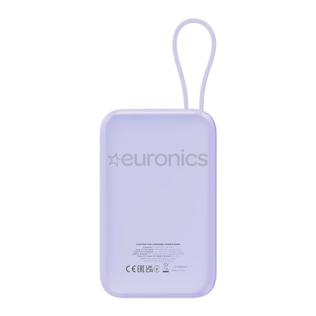 Canyon OnPower 101, 10 000 mAh, purple - Power bank