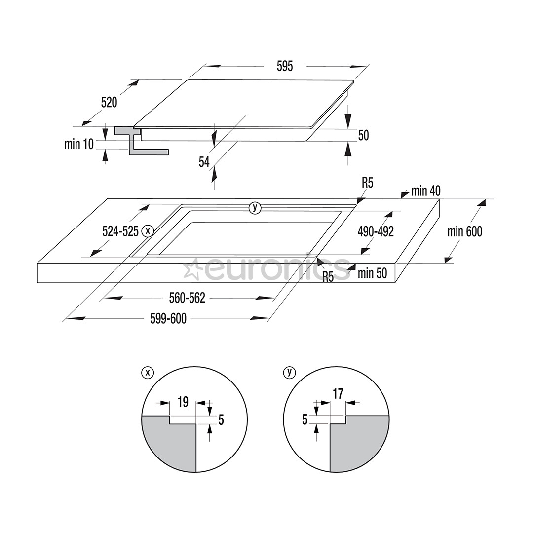 Hisense, laius 59.5 cm, raamita, must - Integreeritav induktsioonpliidiplaat
